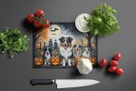 NEW Australian Shepherd Spooky Halloween Glass Cutting Board Decorative Tempered Glass Kitchen Cutting and Serving Board Large Size Chopping Board
