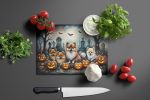 NEW Pomeranian Spooky Halloween Glass Cutting Board Decorative Tempered Glass Kitchen Cutting and Serving Board Large Size Chopping Board
