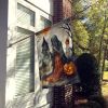 The Weeping Woman Spooky Halloween House Flag Large Porch Sleeve Pole Decorative Outside Yard Banner Artwork Wall Hanging, Polyester, House Size