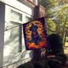 Black Labrador Retriever Witchy Halloween House Flag Large Porch Sleeve Pole Decorative Outside Yard Banner Artwork Wall Hanging, Polyester