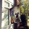 Border Terrier Spooky Halloween House Flag Large Porch Sleeve Pole Decorative Outside Yard Banner Artwork Wall Hanging, Polyester, House Size