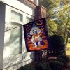 White Standard Poodle Witchy Halloween House Flag Large Porch Sleeve Pole Decorative Outside Yard Banner Artwork Wall Hanging, Polyester, House Size