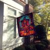 Longhair Dachshund Witchy Halloween House Flag Large Porch Sleeve Pole Decorative Outside Yard Banner Artwork Wall Hanging, Polyester, House Size
