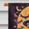 White English Bulldog Witchy Halloween House Flag Large Porch Sleeve Pole Decorative Outside Yard Banner Artwork Wall Hanging, Polyester, House Size