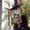 Poodle Spooky Halloween House Flag Large Porch Sleeve Pole Decorative Outside Yard Banner Artwork Wall Hanging, Polyester, House Size, Multicolor