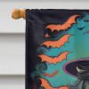 Japanese Chin Witchy Halloween House Flag Large Porch Sleeve Pole Decorative Outside Yard Banner Artwork Wall Hanging, Polyester, House Size