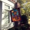 Norwich Terrier Witchy Halloween House Flag Large Porch Sleeve Pole Decorative Outside Yard Banner Artwork Wall Hanging, Polyester, House Size