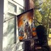 Afghan Hound Spooky Halloween House Flag Large Porch Sleeve Pole Decorative Outside Yard Banner Artwork Wall Hanging, Polyester, House Size