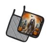 Afghan Hound Spooky Halloween Pair of Pot Holders Kitchen Heat Resistant Pot Holders Sets Oven Hot Pads for Cooking Baking BBQ, 7 1/2 x 7 1/2