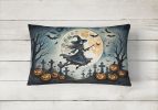 More Spooky Halloween Throw Pillow Throw Pillow for Indoor Couch Bed Outdoor Patio Washable, Flying Witch 2219,12Hx16W