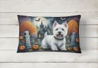 Spooky Halloween Throw Pillow Throw Pillow for Indoor Couch Bed Outdoor Patio Washable, West Highland White Terrier 2058,12Hx16W