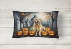 Spooky Halloween Throw Pillow Throw Pillow for Indoor Couch Bed Outdoor Patio Washable, Golden Retriever 2042,12Hx16W