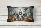 Spooky Halloween Throw Pillow Throw Pillow for Indoor Couch Bed Outdoor Patio Washable, Sheltie 2053,12Hx16W