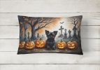 Spooky Halloween Throw Pillow Throw Pillow for Indoor Couch Bed Outdoor Patio Washable, Affenpinscher 2002,12Hx16W