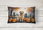 Spooky Halloween Throw Pillow Throw Pillow for Indoor Couch Bed Outdoor Patio Washable, Golden Retriever 2043,12Hx16W