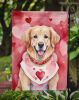Golden Retriever My Valentine Garden Flag Mailbox Flag Decorative Yard Flag Banner Outside Patio Artwork Yard Flower Beds, Garden Size, Multicolor