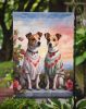 Jack Russell Terrier Two Hearts Garden Flag Mailbox Flag Decorative Yard Flag Banner Outside Patio Artwork Yard Flower Beds, Garden Size, Multicolor