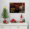 Framed Canvas Wall Art Decor Painting For New Year, Golden Happy New Year Bless Champagne Painting For New Year Gift