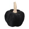 Set of 2, 9.5" Black Velvet Pumpkin Large, for Holiday Halloween Decor