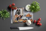 NEW Keeshond Fall Kitchen Pumpkins Glass Cutting Board Decorative Tempered Glass Kitchen Cutting and Serving Board Large Size Chopping Board