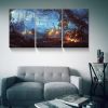 3 Piece Canvas Wall Art Halloween Pumpkin Lantern Painting Artwork for Home Wall Decor,Stretched and Framed 13x16x5