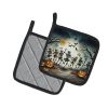Dancing Skeletons Spooky Halloween Pair of Pot Holders Kitchen Heat Resistant Pot Holders Sets Oven Hot Pads for Cooking Baking BBQ, 7 1/2 x 7 1/2