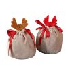2Pcs Christmas Antler Bag Christmas Halloween Candy Bag, Velvet Drawstring Candy Bag 5x6 Inch