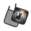 Scottish Terrier Spooky Halloween Pair of Pot Holders Kitchen Heat Resistant Pot Holders Sets Oven Hot Pads for Cooking Baking BBQ, 7 1/2 x 7 1/2