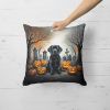 Black Labrador Retriever Spooky Halloween Throw Pillow Machine Washable, Indoor Outdoor Decorative Pillow for Couch, Bed or Patio, 18Hx18W