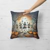 Dancing Skeletons Spooky Halloween Throw Pillow Machine Washable, Indoor Outdoor Decorative Pillow for Couch, Bed or Patio, 18Hx18W