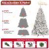 7ft Snow-Flocked Artificial Christmas Tree with Pine Cones, Prelit Xmas Trees