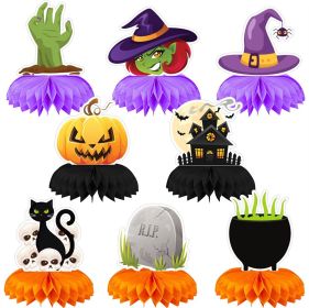 9PCS Halloween Honeycomb Table Centerpieces, Girls Halloween Party Decorations (Color: 8pcs A)