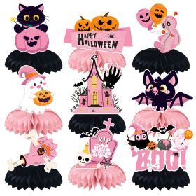 9PCS Halloween Honeycomb Table Centerpieces, Girls Halloween Party Decorations (Color: 9pcs B)