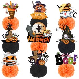 9PCS Halloween Honeycomb Table Centerpieces, Girls Halloween Party Decorations (Color: 9pcs A)