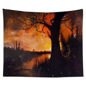 Halloween Night Tapestry Wall Hanging Haunted Woods and Pumpkins for Bedroom (Color: Q3, size: 95X73 cm)