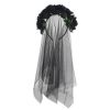 Day Of Dead Veil Halloween Rose Flower Crown