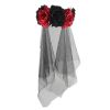 Day Of Dead Veil Halloween Rose Flower Crown