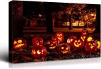 1pcs Drop-Shipping Framed Canvas Wall Art Decor Painting For Halloween, Jack-o-lanterns Groups Painting For Halloween Gift