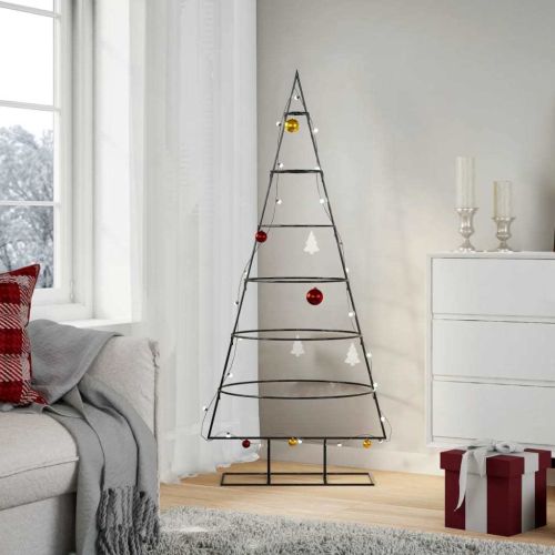 Metal Christmas Tree for Decoration Black 59.1"