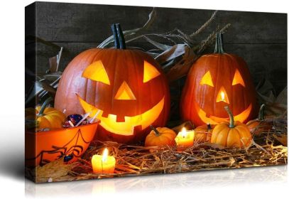 Drop-Shipping Framed Canvas Wall Art Decor Painting For Halloween, Witch in Haunted Grave Yard Painting For Halloween Gift (Color: as Pic)