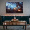 Drop-Shipping Framed Canvas Wall Art Decor Painting For Halloween, Haunted Jack-o-lanterns Farm Painting For Halloween Gift
