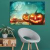 Drop-Shipping Framed Canvas Wall Art Decor Painting For Halloween, Jack-o-lanterns Painting For Halloween Gift, Decoration For Halloween Living Room