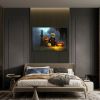 1pcs Drop-Shipping Framed Canvas Wall Art Decor Painting For Halloween, Skeleton with Jack-o-lanterns Painting For Halloween Gift