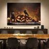 1pcs Drop-Shipping Framed Canvas Wall Art Decor Painting For Halloween, Jack-o-lanterns Painting For Halloween Gift