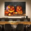 Drop-Shipping Framed Canvas Wall Art Decor Painting For Halloween, Witch in Haunted Grave Yard Painting For Halloween Gift
